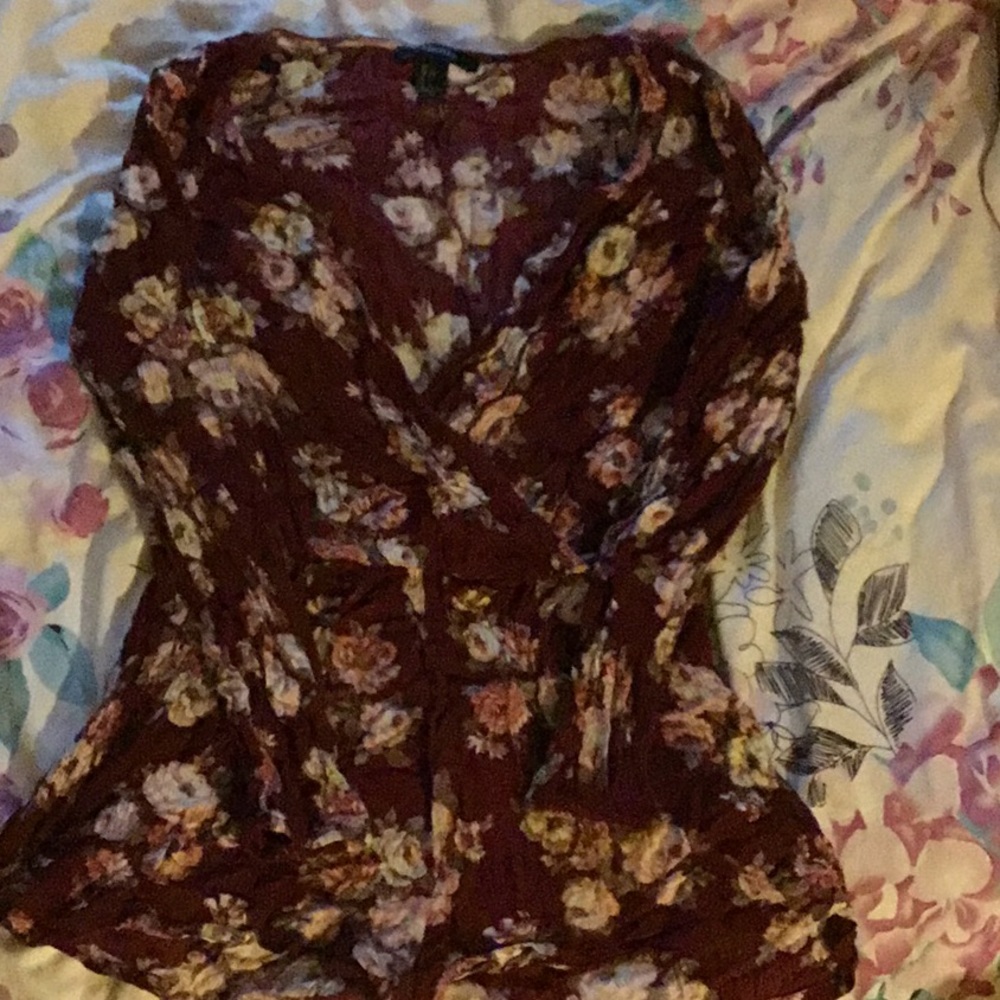 Forever 21 maroon floral romper L
